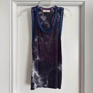 NATURAL LIFE Black and Purple Tie-Dye Tank Top